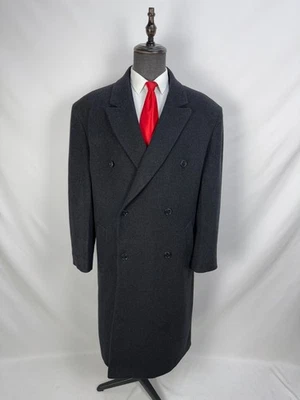 Vintage Men's Double Breasted Cashmere Blend dark gray Classic Overcoat 48R 50R - Image 1 of 4