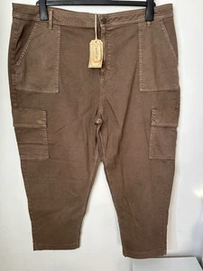 FatFace Women's Uk 20 Reg Aspen Cargo Chino Trouser Washed Brown NWTs - Picture 1 of 8