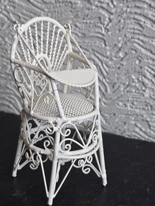 doll house furniture white ornate metal highchair 1.12th - Picture 1 of 3