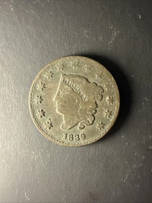 Centavo grande cabeza corona 1830, letras grandes Foto 1 de 2
