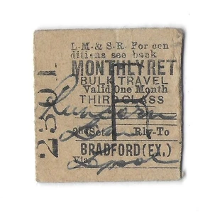 Railway Ticket LMS Runcorn to Bradford Exchange 3rd Monthly Return Edmondson - Picture 1 of 1