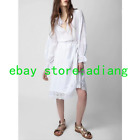 Womens Lace Splicing Style Commuter Long Sleeved Shirt Dress Zadig&Voltair*White
