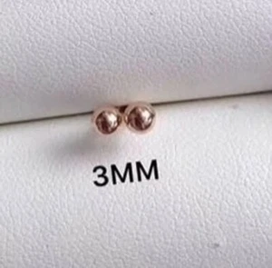 A PAIR AU750 Gold Stud Earrings 18K yellow Rose Gold Ball and Backs Tiny Small - Picture 1 of 5