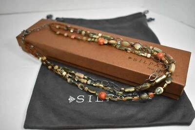 Silpada N1563 925 Sterling Silver Shell Sponge Coral Seed Bead Necklace - Image 1 of 4