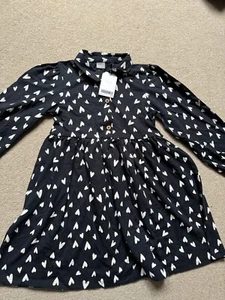 Bnwt Next Girls Dress Heart Pattern 5-6 Years - Picture 1 of 4