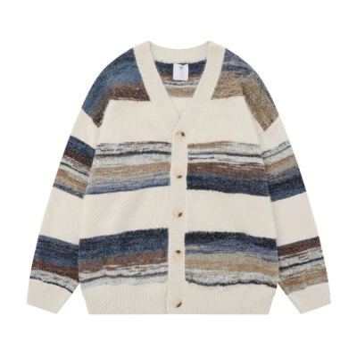 Men Knitted Cardigan Jacket Slim Long Sleeve Casual Sweater Coat Hoodie - Image 1 of 4