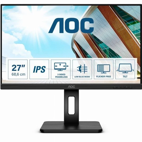 AOC 68,6cm/27'' (1920 x 1080) 27P2Q Full HD 4ms IPS HDMI VGA DVI DP USB 16:9 Sch - Bild 1 von 1