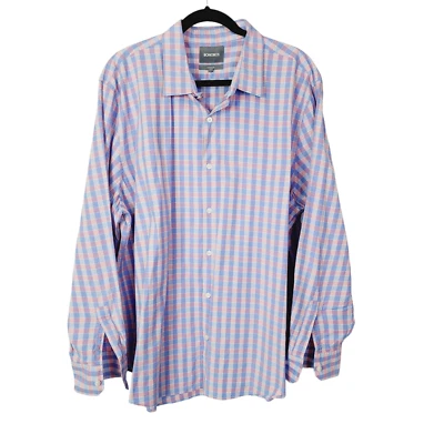 Bonobos men's XXL Pink Blue Plaid Standard Fit Long Sleeve Button Up Dress Shirt - Image 1 of 4