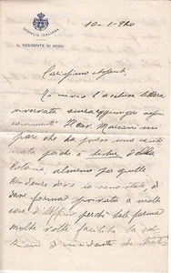 8983) LETTERHEAD LETTERHEAD "ITALIAN SOMALIA THE RESIDENT OF AFGOI 10/1/20" - Picture 1 of 3