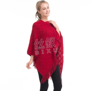 Women Poncho Stole Cape Shrug Wrap Shawl Jacket Jumper Sweater Cardigan Top Coat - Picture 1 of 27