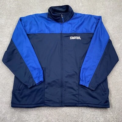 复古 Starter 全拉链抓绒软壳风衣夹克男式 XL 码蓝色 — 第 1/4 张图片