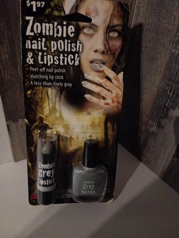(1) Zombie Grey Gray Nail Polish & Lipstick Set Halloween Cosplay -HH - Image 1 of 1
