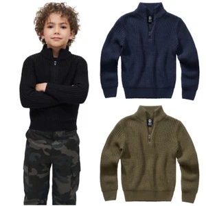 Brandit Kids Marine Troyer Pullover Jacke Half Zippullover Strickpulli Sweater - Picture 1 of 30