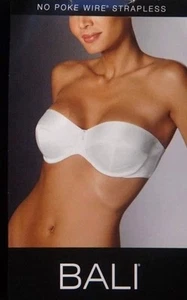 BALI No Poke Strap/Strapless Underwire White Bra Size 38D - Picture 1 of 3