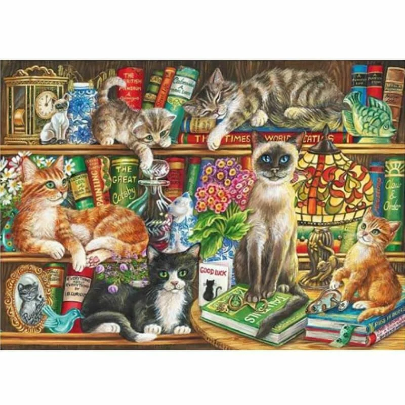 Gibsons Puss in Books by Judith Yates 1000pc Puzzle (New) - image 1 of 1