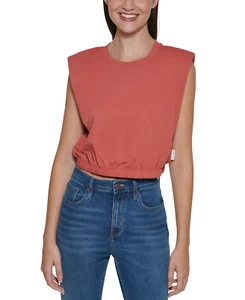 Calvin Klein Jeans Women's Cropped Shoulder-Pad Tank Top (X-Large, Mojave) - Picture 1 of 5