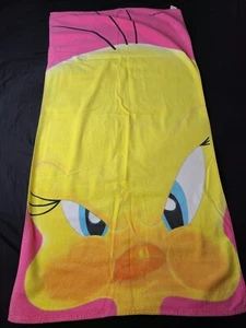 Official Looney Tunes Beach Towel Tweety Bird 56X28 Pink Yellow Vintage 1997 - Picture 1 of 20