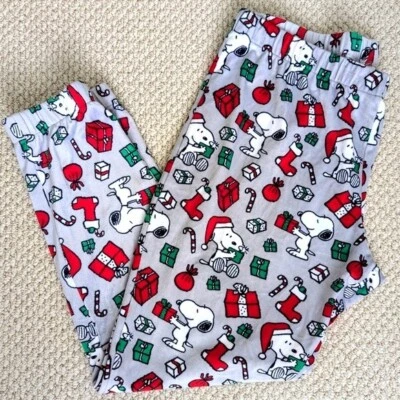 NEW Women Munki Munki Peanuts SNOOPY Christmas PJ Lounge Jogger Pants Velour XL - Image 1 of 4