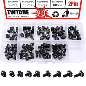 90pcs 2 Pin Tactile Switch Micro Momentary Push Button Switch Tact Assortment Ki - Picture 1 of 6