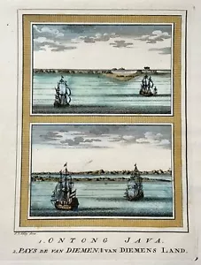1750 Tasmania, Australia, Java, Schley, hand coloured engraving, foreign topogra - Picture 1 of 2