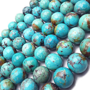 Genuine Natural Turquoise Smooth Round Beads 12mm 14mm 15mm 16mm 17mm 15.5"Strnd