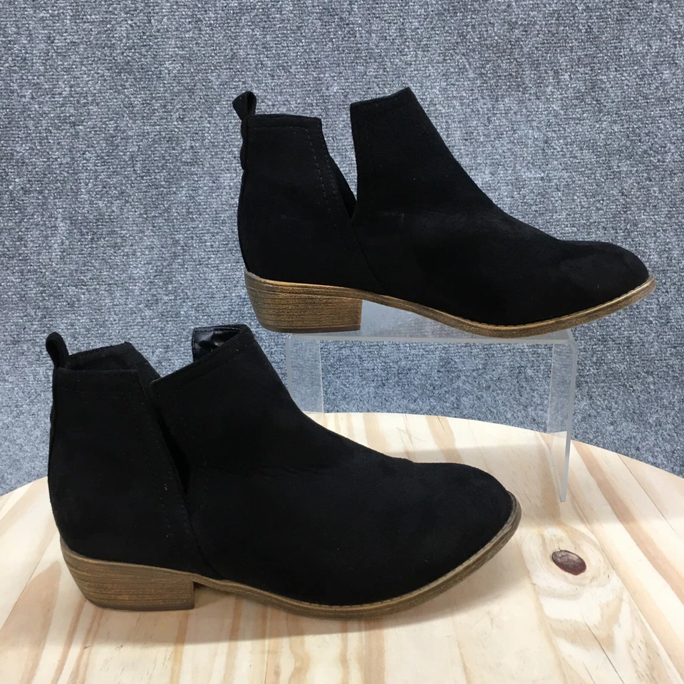 Journee Collection Boots Womens 8 Ankle Booties Heels Casual Black Faux Leather - Image 1 of 4