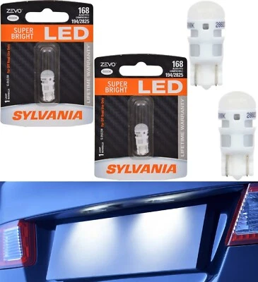 Sylvania ZEVO LED Light 168 White 6000K Two Bulbs License Plate Replace Lamp OE - Image 1 of 4