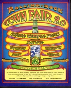 Publicidad impresa vintage Alcohol Rolling Rock Town Fair 2.0 Temple Pilots 01 - Imagen 1 de 1
