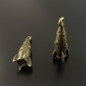 10pcs Antiqued Bronze Rocket Alloy Charm Bracelet Necklace Pendant DIY 21x7x7 mm