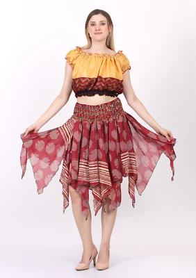 Women's Pixie Tribal Leaves Printed High Elastic Printed skirt Wholesale Mix lot - Image 1 of 4