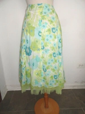 Nueva Falda April Cornell Verde Azul XL Extra Grande De Colección Romántica Nueva Con Etiquetas Floral Foto 1 de 3