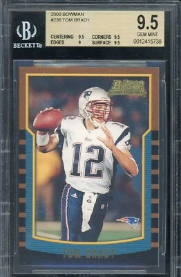 2000 BOWMAN TOM BRADY ROOKIE RC #236 " THE GOAT " BGS 9.5 GEM MINT - Image 1 of 3