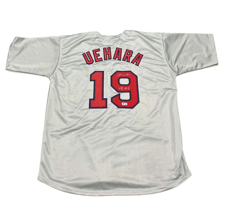 Camiseta deportiva personalizada firmada por Koji Uehara de los Medias Rojas de Boston con Kanji Beckett con certificado de autenticidad BAS Foto 1 de 3