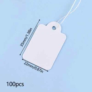 100pcs White Kraft Paper Hangtags Clothing Display Merchandise Glasses - Picture 1 of 29