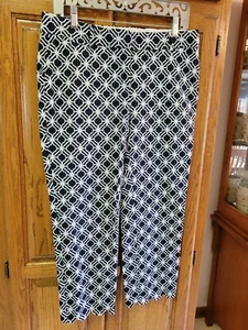 Crown & Ivy Women's Navy / White Patterned Ankle Pants 10 - Picture 1 of 4