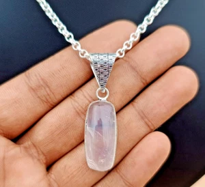 Rosenquarz Anhänger 925 Sterling Silber Handarbeit Natur Edelstein Schmuck Geschenk - Bild 1 von 8