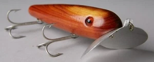 VINTAGE (FRED ARBOGAST STYLE ) WOOD MUSKIE JITTERBUG FISHING LURE W/ GLASS EYES - Picture 1 of 7