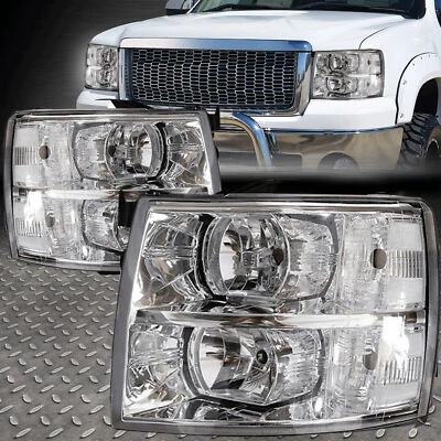 Faros carcasa cromada lente transparente para Chevy Silverado 1500 2500HD 2007-2013 Foto 1 de 4