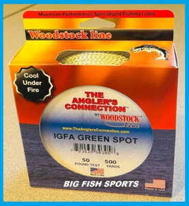 WOODSTOCK TRENZADO DACRON IGFA Línea de Pesca Mancha Verde 50 lb-500 yardas ¡ENVÍO GRATUITO EE. UU.! - Imagen 1 de 2