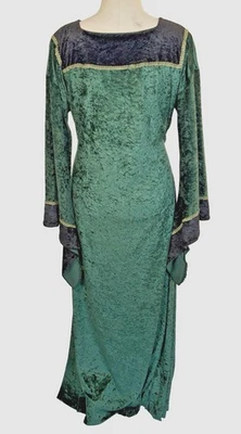 Green Crushed Velvet Black/Gold Trim Medieval Renaissance Dress Tunic #32 - Image 1 of 4