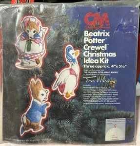 Columbia Minerva BEATRIX POTTER CREWEL CHRISTMAS IDEA KIT #7881 Ornaments 1978 - Bild 1 von 2