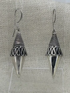 Par de pendientes balineses vintage de plata 925 bali cuerda de gota larga - Imagen 1 de 8