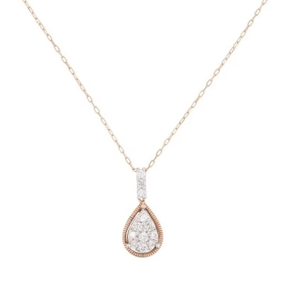 Colgante con racimo de diamantes redondo de 0,32 quilates en collar ajustable de oro rosa de 16,75" de 10 k Foto 1 de 4