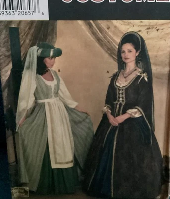 Andrea Scheme Renaissance Dress & Headpiece Vintage Costume Sewing Pattern 4-6-8 - Image 1 of 2