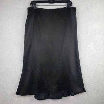 Falda Whimsigoth Midi Forrada con Cremallera Volantes Espalda Negra Satinada Talla 14 Ropa de Noche Elegante Foto 1 de 4