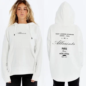 All Saints Vita Etie Hoodie Womens Pullover White Designer Sweatshirt Hoody New - Picture 1 of 10