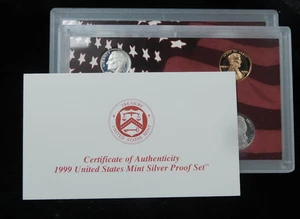 Lot of 2x 1999-S United States Mint 10 Coin Silver Proof Sets in Box w/ COA - Picture 1 of 6