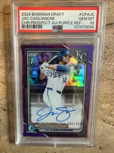2024 Bowman Draft Jac Caglianone Purple Refractor Auto /250 PSA 10 Royals - Picture 1 of 2