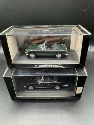 MGB e Peugeot 504 cabriolet   Minichamps scala 1/43 ,  prima serie rare in box  - Immagine 1 di 4