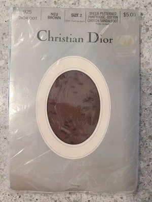 NEW Vintage Christian Dior Sheer Pantyhose Size 2 Neu Brown Dot Patterned  - Image 1 of 4